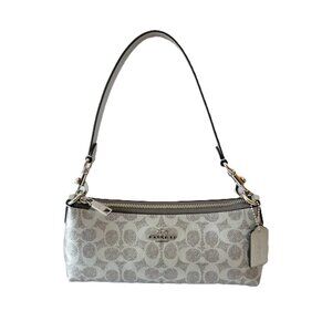 Coach CCL40 Metallic Signature Charlotte Shoulder Handbag Bag Silver